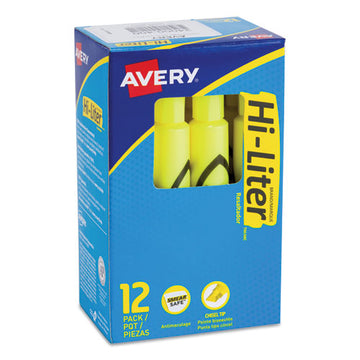 Avery® Hi-liter Desk-style Highlighters, Fluorescent Yellow Ink, Chisel Tip, Yellow-black Barrel, Dozen freeshipping - TVN Wholesale